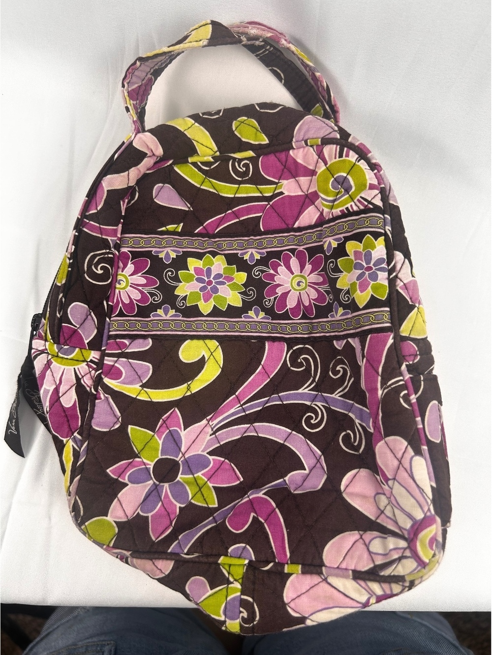 Vera Bradley Quilted Floral Backpack in Purple and Brown